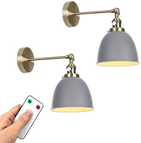 Luces de habitación inalámbricas con control remoto 2 luces, contiene bombillas recargables de 400 lúmenes, lámpara de pared decorativa para el hogar con batería, fácil de instalar para dormitori