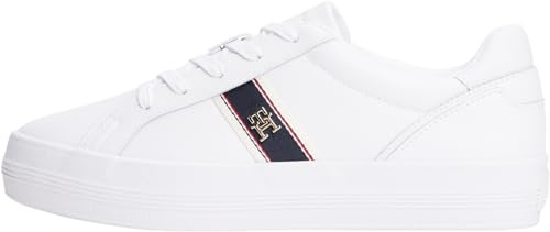 Tommy Hilfiger Damen Vulcanized Sneaker mit Logo-Emblem, Weiß (White), 37