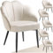 tectake® Cocktailsessel in Muschelform, Samt Stuhl mit Armlehne, Sessel Wohnzimmer, Loungesessel, Stühle Esszimmer, Relaxsessel, Sessel Schlafzimmer, Deko Zimmer, Lesesessel - créme/schwarz, 6er Set