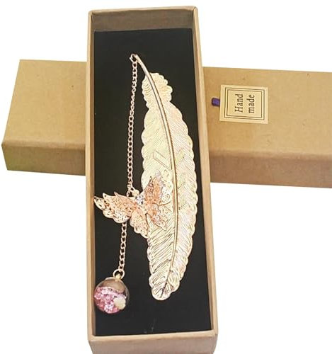 Metall Feder Lesezeichen mit Schmetterling Kristall Anhänger, Lesezeichen Personalisiert, Geschenke für Mädchen, Frauen, Mütter, Lehrer und Buchliebhaber - Ideal für Muttertag und Geburtstag