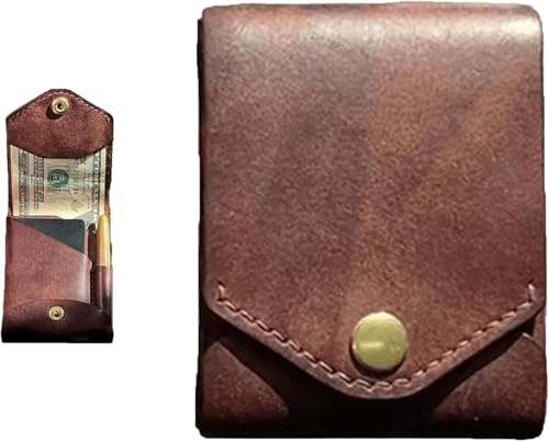 VNEUY Multifunktionale kompakte Brieftasche, multifunktionale Fronttasche Geldbörse für Männer, handgefertigte Ledergeldbörse für Männer, tragbare Leder-Kartenhalter-Brieftasche, modische große