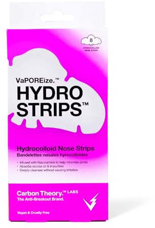 Carbon Theory VaPOREize Niacinamide Nose Strips 8 Pack | Hydrocolloid Strips that Absorb Excess Oils and Impurities to Help Clear Clogged Pores. Enriched with Niacinamide.