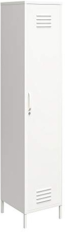 Dorel Home Mission District Single Storage Cabinet Soft White Metal, 40x38x185cm (DxWxH)