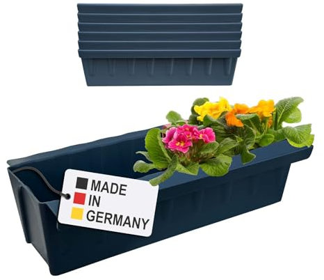 Hossi's Wholesale 6 Euro-Paletten Blumenkästen-Einsätze | mit Hängesystem zum Einhängen | 37,3cm Anthrazit | Pflanzkasten für Europalette Palette | Balkonkasten | Blumentopf | extrem stabil
