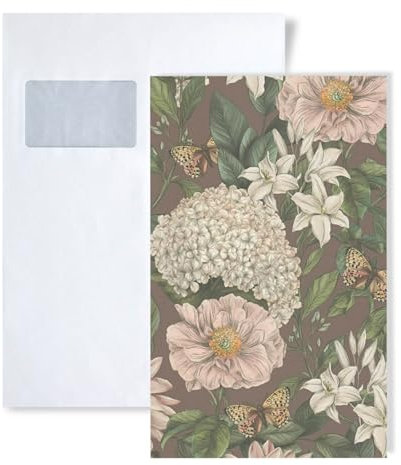 1 ÉCHANTILLON S-394263-GU Profhome Papier peint floral romantique | ÉCHANTILLON de Papier peint au format A4