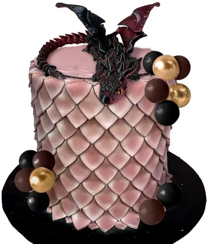 Decoración de pastel de dragón 3D rojo de fantasía, huevos de dragón, decoración de pasteles, bolas negras, decoración de pastel para baby shower, cumpleaños, boda, fiesta