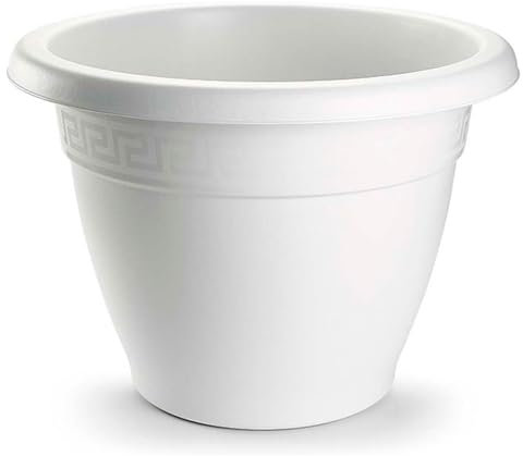 Tradineur - Maceta Redonda Terracota - Fabricado en Plástico - Macetero Apto para Exterior e Interior del hogar - Diámetro: 20 cm - Color Blanco