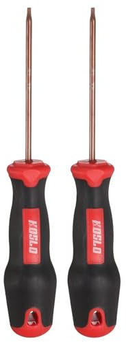 QUARKZMAN 2 Stück T8 Torx Schraubendreher 160mm Magnetische Schraubenzieher 85mm Wärmebehandelter S2 Legierungsstahl mit Ergonomischem Griff Für DIY Reparaturen, Rot Braun