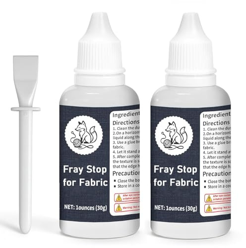 2pc Fray Check for Fabric, Prevents Fabric from Wearing and Unraveling Includes Precision Applicator Brush, Premium Clear & Anti-Fray Glue for DIY Sewing Crafts, Gift for Handicraft Enthusiasts