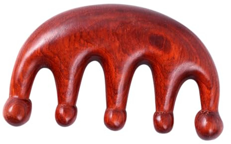 VILLCASE Natürlicher Padauk Holzkamm mit Fünf Breiten Zähnen Tragbarer Haushaltskamm für Kopfhautmassage und Stressabbau für Gebrauch zu Hause