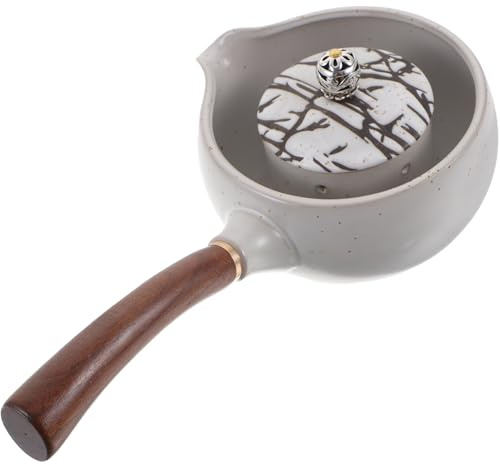 ARTIBETTER Bollitore Tè in Ceramica Bianco Manico lungo Anti-scottatura Filtro Fine Integrato Design Vintage per Uso Domestico e Party