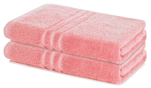 Lavea® 2er Badetuch 100x150 cm - Altrosa | 100% Baumwolle, Großes Duschtuch, saugstark, weich und hautfreundlich, Frottierserie Elena, waschbar und strapazierfähig