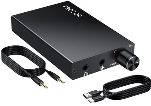 PROZOR HiFi Amplificatore per Cuffie da 16-300Ω Portatile, con Interruttore Gain, Amplificatore per Cuffie da 3,5 mm Ricaricabile USB-C AMP Design in Alluminio Compatibile con Smartphone, PC, MP3/4