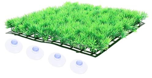 Lurrose Tapis de Gazon Artificiel en Plastique Vert Réaliste pour Aquarium Revêtement Décoratif Offrant Cachette pour Poissons et Reptiles