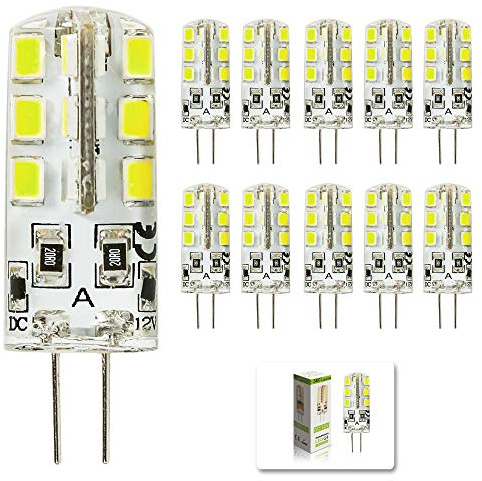 Mengjay® 10 Stück - 3W G4 LED leuchten, Ersatz für 30W Halogenlampen, DC 12V, 260lm, Kaltweiß, 6000K, 360° Abstrahwinkel
