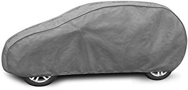 Autoabdeckung Wasserfest & Extrastark Atmungsaktive Autoplane Abdeckplane gegen Regen Schnee Wind UV-Strahlung Laub und Anderen Schmutz Autogarage Autohülle Grau, M1 HB L: 355-380 cm/H: 125-135 cm