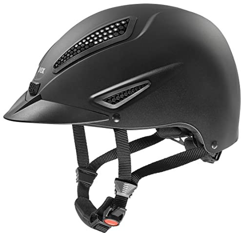 uvex perfexxion II Glamour - robuster Reithelm für Damen und Herren - individuelle Größenanpassung - optimale Belüftung - Black matt - 55-58 cm
