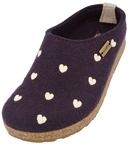 HAFLINGER Grizzly Cuoricini Filzpantoffel Herz Hausschuh Kork (Lavendel 90), Gr 39