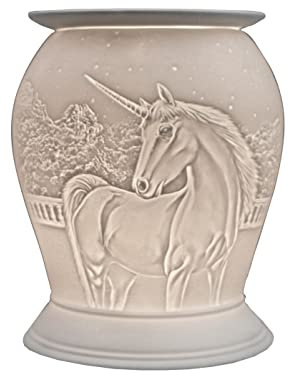 Cello Porcelain Barrel Electric Wax Burner, Unicorn Pattern - Safe For Use Around Children And Pets - Use As A Wax Or Oil Burner