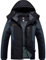 GEMYSE Uomo Giacca da Sci impermeabile montagna Giacche Pile invernale antivento Cappotto con Cappuccio (Grigio Nero,L)