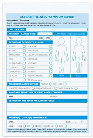 Nursery/Childcare/Early Years Accident Report Book, 2 Part, (Duplicate) - Pack of 5