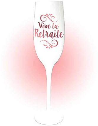 Flûte spécial départ à la Retraite blanche aux reflets cuivrés sobre et élégante.