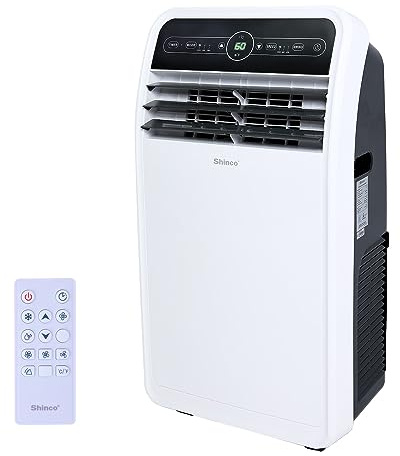 Shinco 12,000 BTU(7,500 BTU SACC) Portable Air Conditioner, Portable AC Unit with Built-in Cool, Dehumidifier&Fan Modes for Room up to 450 sq.ft, with Remote Control, 24 Hour Timer, Installation Kit