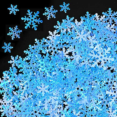 HOWAF Schneeflocken Konfetti 300 Stück Blau deko Schneeflocken Konfetti Winter Weihnachten Deko Klein, Weihnachten Tischdeko streudeko für Weihnachts Party, Silvester, Hochzeit, Geburtstag
