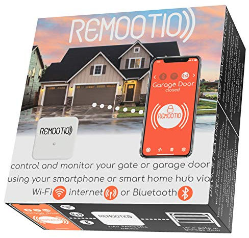 Remootio 2 Wifi et Bluetooth Smart Garage Ouvre-portes avec iOS et Android App, Apple Home (HomeKit), Amazon Alexa, Google Home, SmartThings, Siri Raccourcis compatibles avec capteur et adaptateur