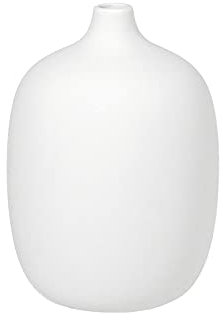 Blomus Vase - CEOLA - in Weiß | Höhe 19 cm | Blumenvase Matt, rau glasierte Keramik | Schmale Halsform für aufrechte Pflanzenposition