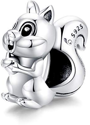 Eichhörnchen Charms kompatibel mit Pandora Armbänder Halskette, 925 Sterling Silber Tier Charm Bead
