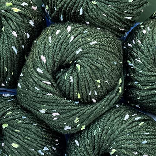 Tweed Twinkles Soft Acrylic Baby Yarn with Flecks, 8 skeins, 632 metres/400 Grams, DK Light Worsted (3), Machine Wash (Hunter Green)