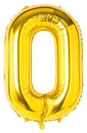 Folienballon goldner nummer 0, Riese Luftballon Geburtstag 110cm, Folienballon Zahl ideal für Party, Jubiläum, Geburtstag, Zahlenballon, Helium