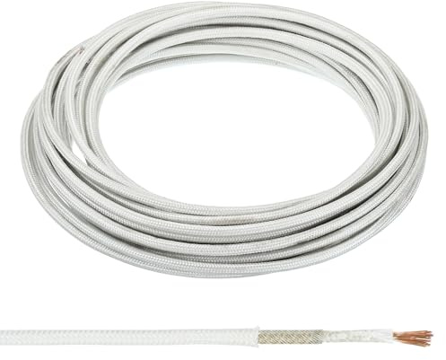 PATIKIL 9,8 Piedi 11AWG Elettronico Filo, Cavo Elettrico Tessile Isolato Alta Temperatura Resistente Flessibile Mica Elettrico Cavo Rotondo per Lampada Caldaia Riscaldatore, Bianco