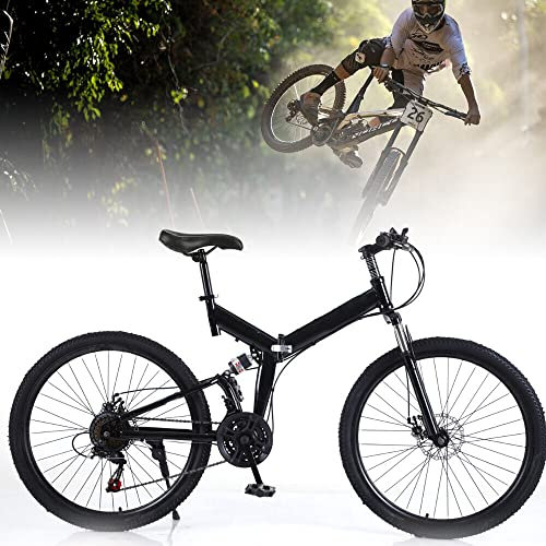 Mountainbike Klappfahrrad Rennrad Faltrad Fahrrad FüR Erwachsen Kohlenstoffstahl Mtb Scheibenbremse Kinderfahrrad Rad Bike Klappbar Klapprahmen Vollfederung Erwachsene 21-Gang ZweiräDriges 26''
