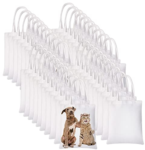 YOUKE OLA 40 Pieces Sublimation Blank Canvas Tote Bags Grocery Bags for Decorating DIY Crafting White