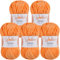 Wollidu Gina Chenille Garn zum Stricken und Häkeln 5 x 100g/120m Set 100% Polyester - Orange