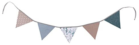 ULLENBOOM Wimpelkette aus Stoff für Kinderzimmer - Wetterfest und für Outdoor geeignet - Eukalyptus (Made in EU) - 1,90m mit 5 Wimpeln, Ideal als Babyparty Deko