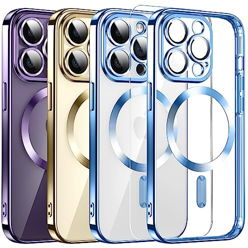 Clear Magnetisch für iPhone 14 Pro Hülle mit MagSafe [Original iPhone Äußere] [Kameraschutz Eingebaut] Durchsichtig Silikon Case Ultra Dünn [Niemals Gelb] Handyhülle Anti Fingerabdruck Schutzhülle