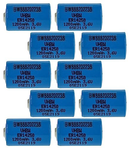 vhbw 10x ER14250 Rundzellenbatterien Ersatz für ER3, 6ES5-980-0MA11, 742-0011, 922-1262 - Spezialbatterien (1200mAh, 3,6V, Li-SOCl2)