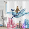Hnmdmyi Duschvorhang Lustige Katze 180x200, Niedliches Kätzchen Reitet Wal Duschvorhänge Ozean Koralle Algen Tropische Fische Kinder Badewanne Vorhang Wasserdicht Polyester Stoff Waschbar Badevorhang