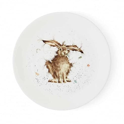 440s Wrendale Designs Porzellan-Kuchenteller Hase Morgenmuffel ca. 20,5cm D Dessert-Platte Frühstück mit Motiven von der britischen Künstlerin Hannah Dale Essen und servieren als Geschenk