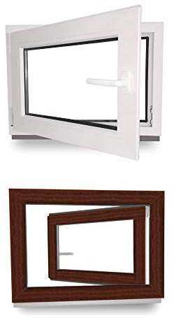 Kellerfenster - Kunststofffenster - Fenster - 3 fach Verglasung - innen Weiß/außen mahagoni - BxH: 950 mm x 550 mm - DIN Links