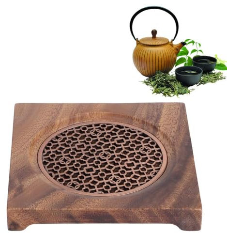 sous-Verre en Bois pour La Cuisine, Dessous De Plat Carré en Noyer pour Théière Accessoires De Thé sous-Verre Isolation Thermique sous-Verre Résistant À La Chaleur pour Plats Chauds Théière