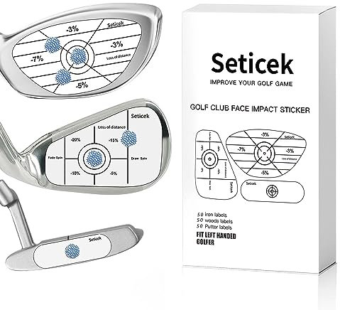 Seticek Golfschläger-Impact-Aufkleber für Linkshänder, selbstlernende Sweetspot- und Konsistenzanalyse, verbessert die Genauigkeit und Entfernung des Golfschwungs, 150 Stück