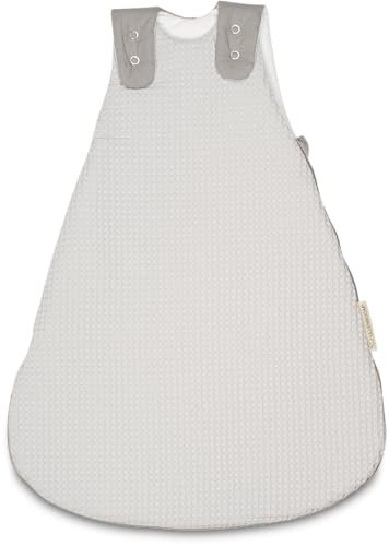 ULLENBOOM Schlafsack Baby 0-3 Monate, 56/62, OEKO-TEX Materialien, Waffelpiqué Grau (Made in EU), 2,5 TOG - Baby Schlafsack Neugeborene - Ganzjährig für Frühling, Herbst und Winter