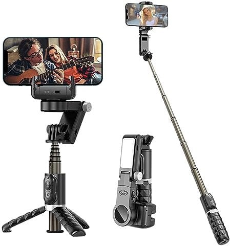 Zhixifan 360° Rotación Estabilizador Smartphone, Gimbal Estabilizador Teléfono Móvil, Selfie Estabilizador, Control Remoto Bluetooth, para Vlogging, YouTube Video, Compatible con iPhone/Android