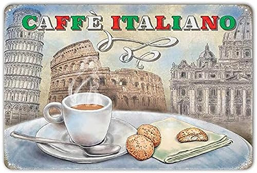 Wall Decor Italian Coffee Vintage Signs Metal Unique Plaques Poster for Shop Indoor Room Cafe Tin Sign 8 x 12 inches