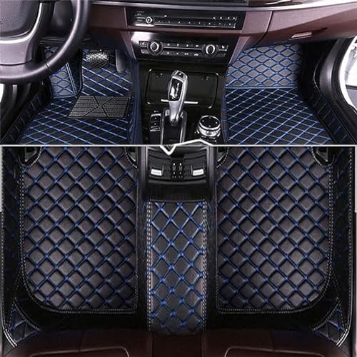 Auto Fußmatten aus PU-Leder für Nissan Qashqai J11 2015-2021, Auto Fußmatten All Inclusive Stil Allwetter Schutz Car Floor Mats wasserdichte rutschfeste,Blackblue