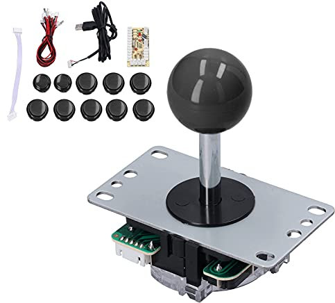 ZLXHDL Joystick Kits, Arcade Game DIY Kit, Zero Delay USB Encoder, 8 Way Joystick, Arcade Game Accessories Compatible with MAME, Fight Stick(Black)